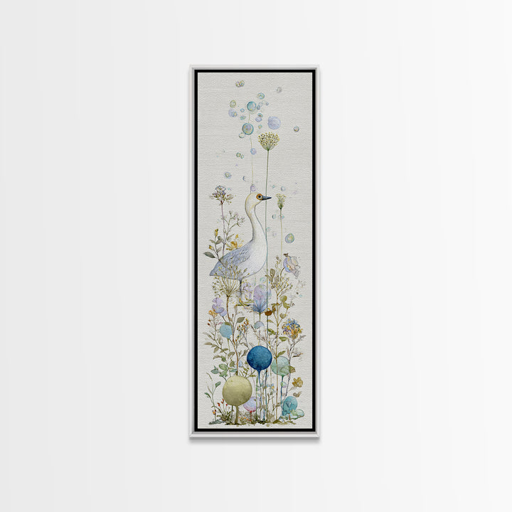 Duck and Bubbles Whimsical Watercolor Framed Canvas Print, Laundry Room Art, Farmhouse Wall Art, Living Room Decor, Clean, LRA-1x3-75