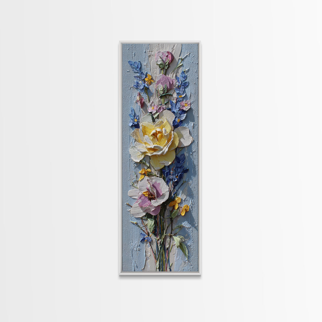 Clothespin Bouquet in Folk Art Style Framed Canvas Print, Laundry Room Art, Statement Artwork, Living Room Decor, Clean, LRA-1x3-8