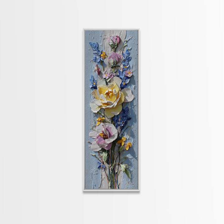 Clothespin Bouquet in Folk Art Style Framed Canvas Print, Laundry Room Art, Statement Artwork, Living Room Decor, Clean, LRA-1x3-8