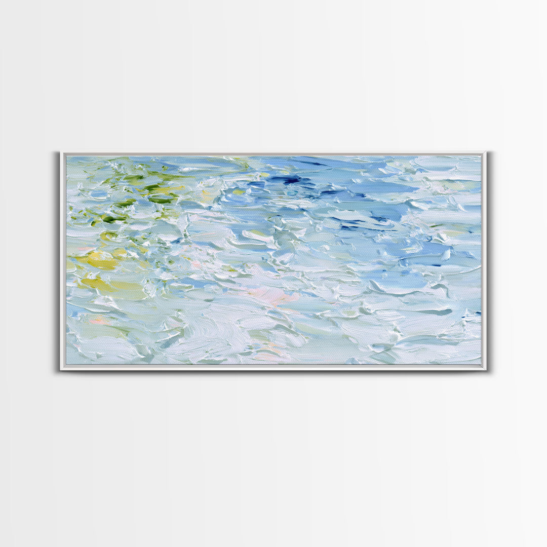 Clean Blue Water Ripple Abstraction Framed Canvas Print, Laundry Room Art, Fine Art Print, Living Room Decor, Abstract Art, LRA-2x1-14