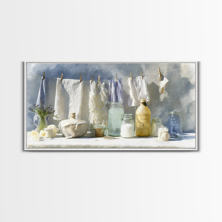 Farmhouse Laundry Sign Ornament Without Words Canvas Print, Laundry Room Art, Minimalist Decor, Living Room Decor, Clean, LRA-2x1-15