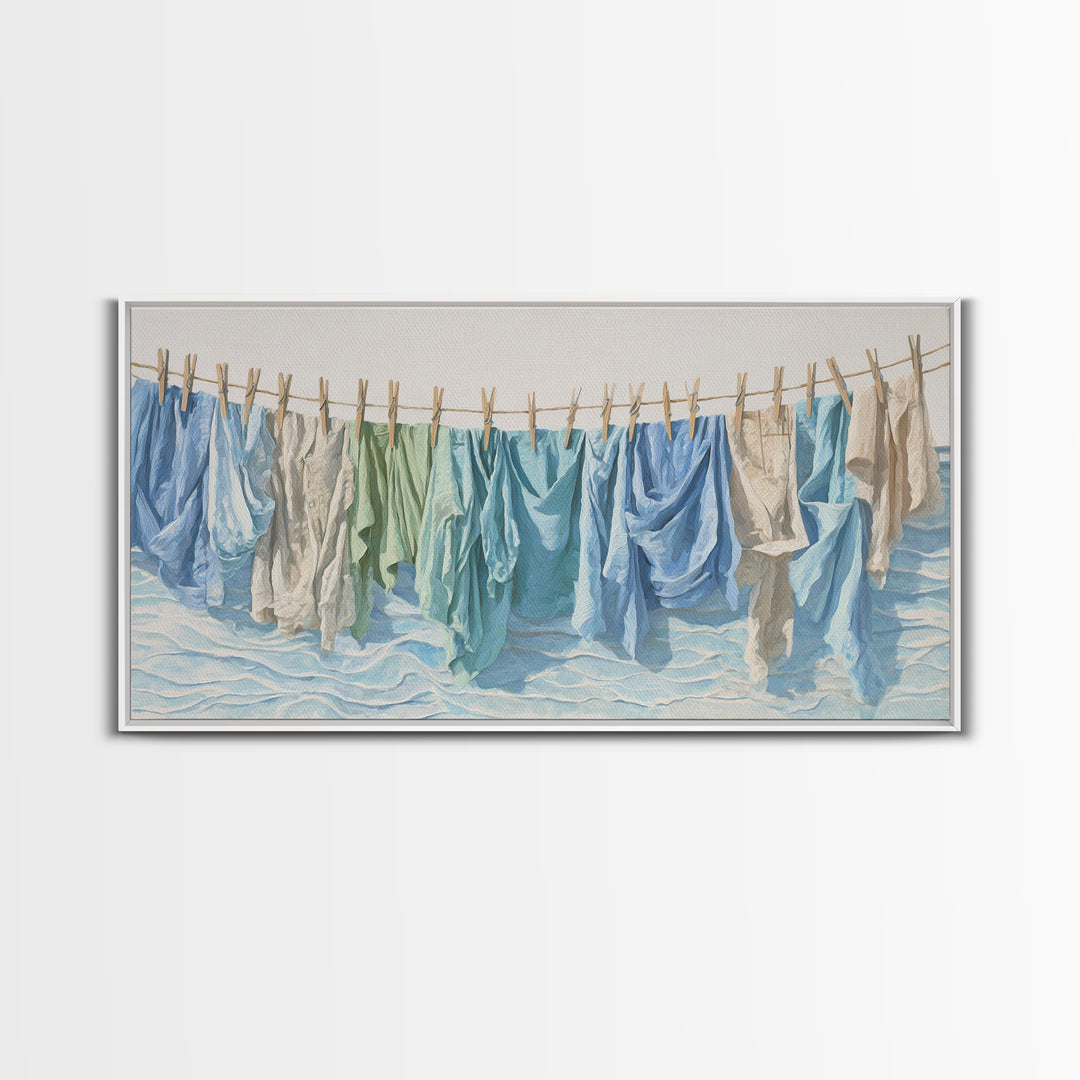 Clean Blue Water Ripple Abstraction Framed Canvas Print, Laundry Room Art, Fine Art Print, Living Room Decor, Abstract Art, LRA-2x1-38