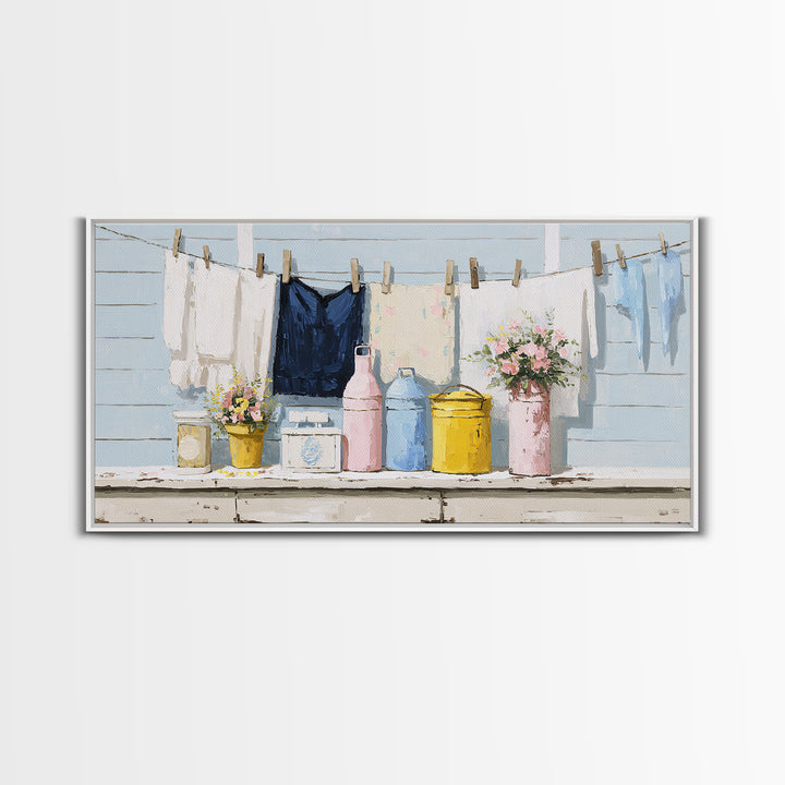 Farmhouse Laundry Sign Ornament Without Words Canvas Print, Laundry Room Art, Printable Wall Art, Living Room Decor, Clean, LRA-2x1-39