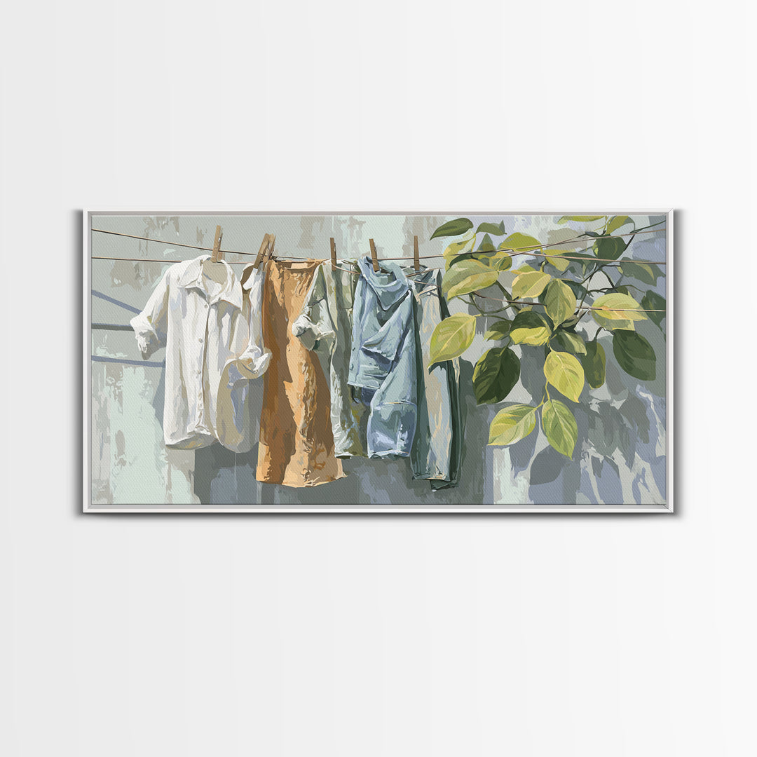 White Shirt on Hanger Canvas Print, Laundry Room Art, Contemporary Art, Living Room Decor, Fine Art, Clean, Farmhouse Decor, LRA-2x1-41