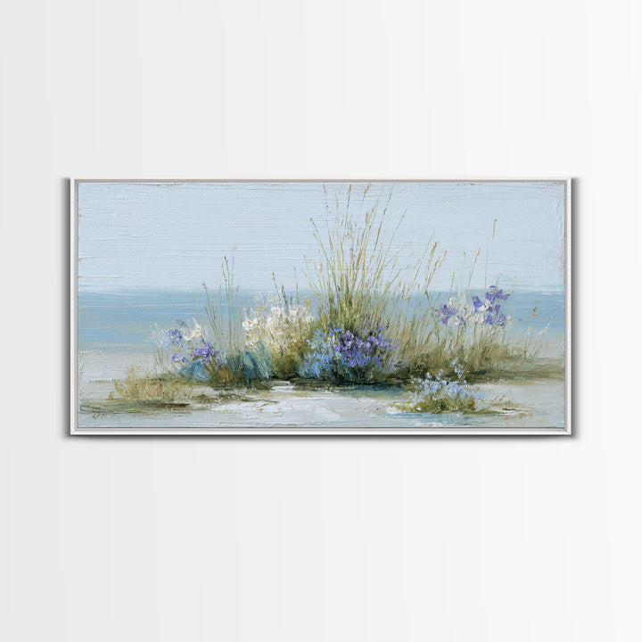 Fresh Air Meadow Landscape for Clean Mood Framed Canvas Print, Laundry Room Art, Oil Painting, Living Room Decor, Clean, LRA-2x1-43