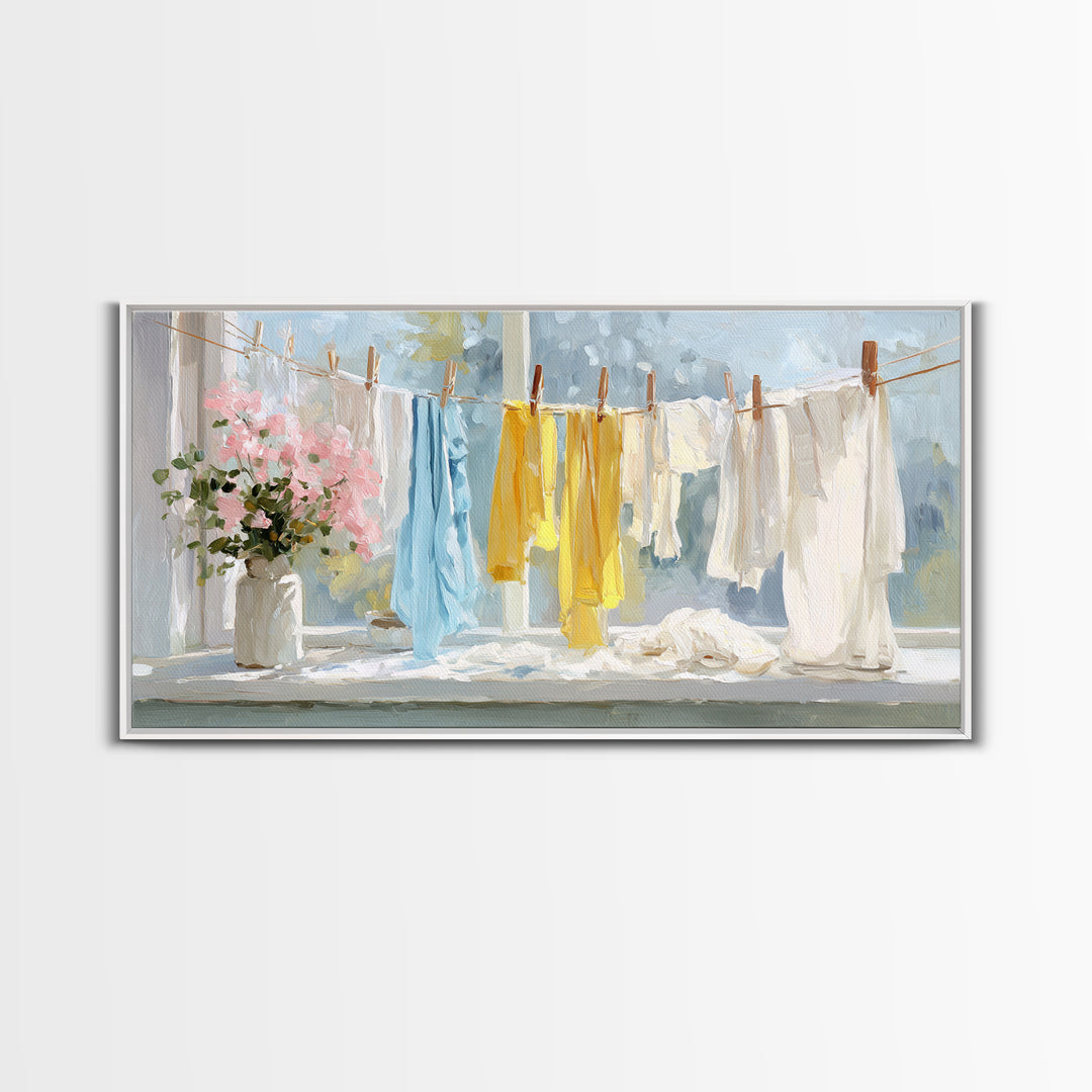 Fresh Air Meadow Landscape for Clean Mood Framed Canvas Print, Laundry Room Art, Apartment Wall Art, Living Room Decor, Clean, LRA-2x1-67