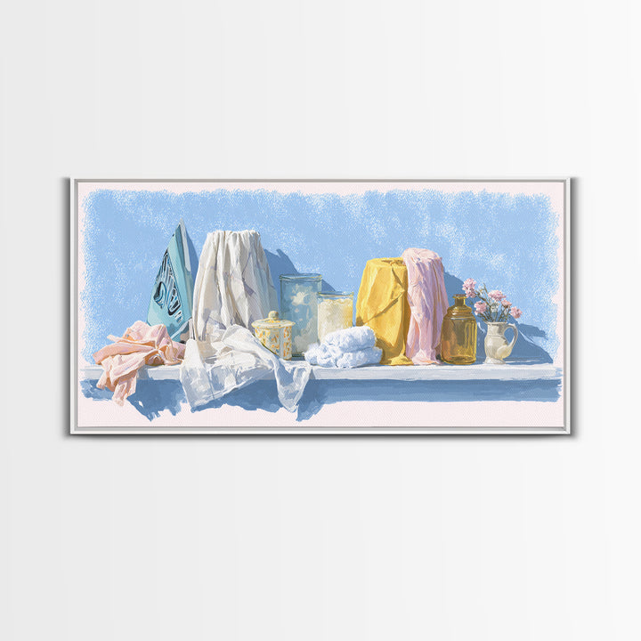 Retro Iron Illustration Canvas Print, Laundry Room Art, Digital Print, Living Room Decor, Oil Painting, Clean, Custom Wall Art, LRA-2x1-77