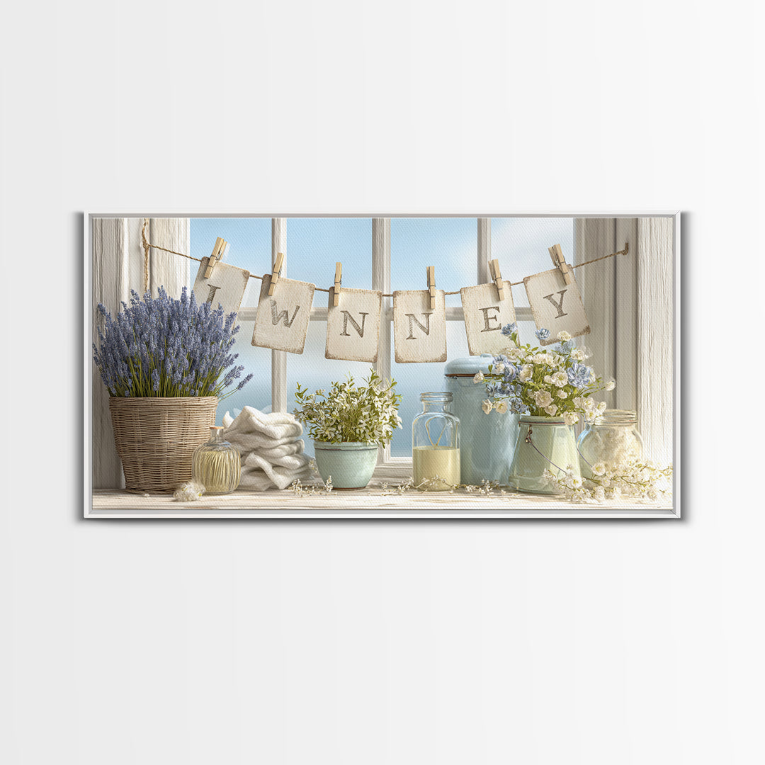 Farmhouse Laundry Sign Ornament Without Words Canvas Print, Laundry Room Art, Farmhouse Wall Art, Living Room Decor, Clean, LRA-2x1-87