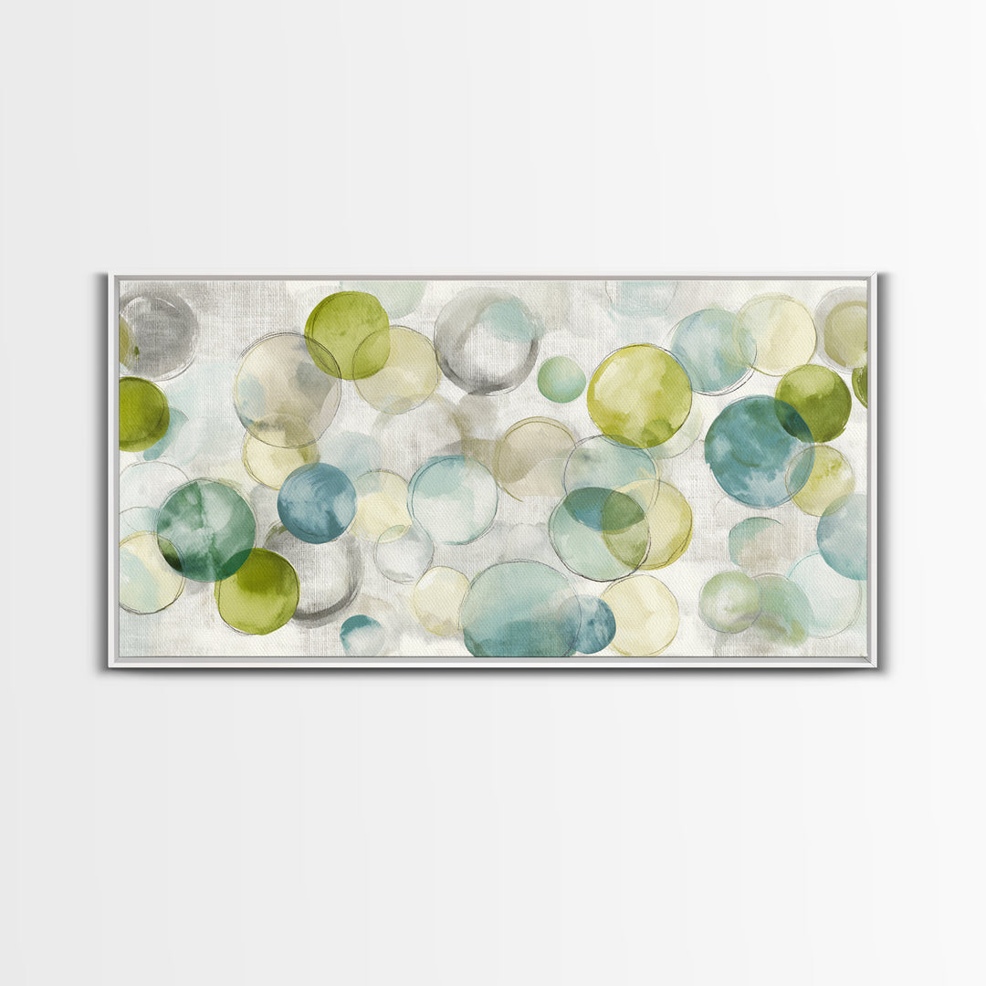 Soap Bubbles Rendered as Playful Abstract Circles Canvas Print, Laundry Room Art, Printable Wall Art, Living Room Decor, Clean, LRA-2x1-98