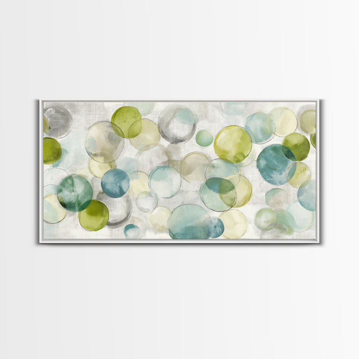 Soap Bubbles Rendered as Playful Abstract Circles Canvas Print, Laundry Room Art, Printable Wall Art, Living Room Decor, Clean, LRA-2x1-98