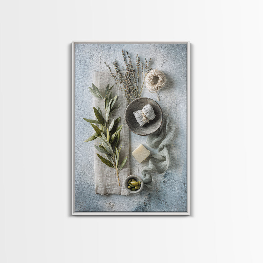 Lavender Sachet and Ribbon Still Life Framed Canvas Print, Laundry Room Art, Home Decor, Living Room Decor, Fine Art, Clean, LRA-2x3-1