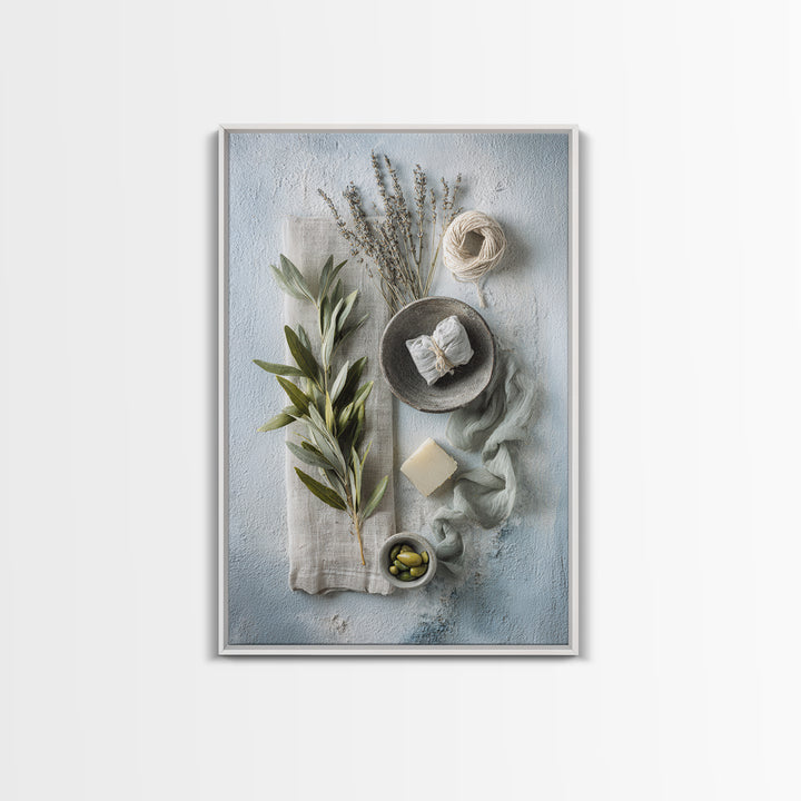 Lavender Sachet and Ribbon Still Life Framed Canvas Print, Laundry Room Art, Home Decor, Living Room Decor, Fine Art, Clean, LRA-2x3-1