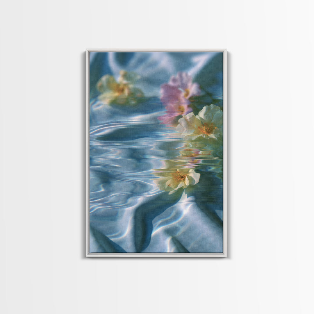 Clean Blue Water Ripple Abstraction Framed Canvas Print, Laundry Room Art, Boho Decor, Living Room Decor, Fine Art, Clean, LRA-2x3-2