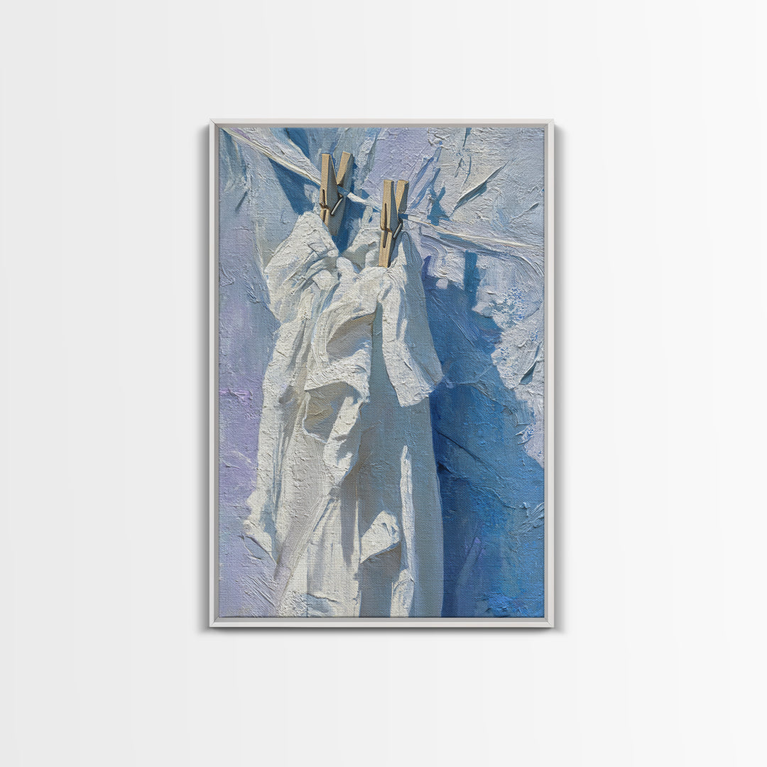 Linen Texture Abstract Framed Canvas Print, Laundry Room Art, Digital Art Print, Living Room Decor, Abstract Art, Clean, LRA-2x3-44