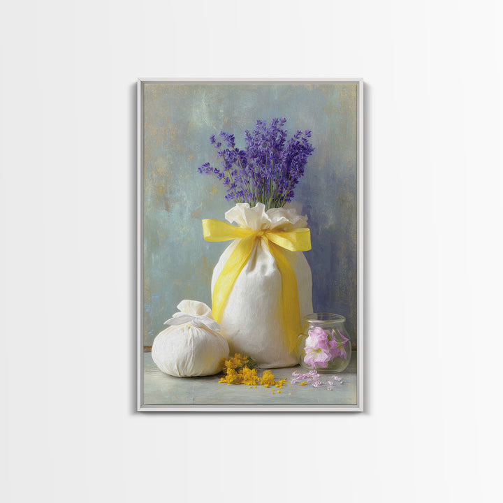 Lavender Sachet and Ribbon Still Life Canvas Print, Laundry Room Art, Digital Wall Art, Living Room Decor, Fine Art, Clean, LRA-2x3-49