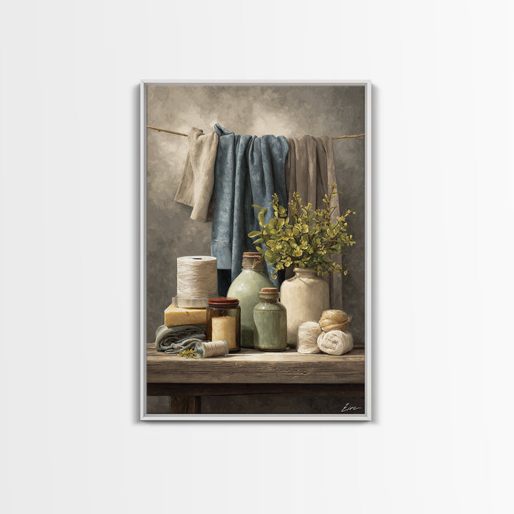 Farmhouse Laundry Sign Ornament Without Words Framed Canvas Print, Laundry Room Art, Room Decor, Living Room Decor, Clean, LRA-2x3-51