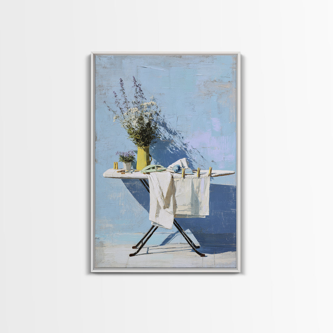Ironing Board Still Life Framed Canvas Print, Laundry Room Art, Neutral Decor, Living Room Decor, Fine Art, Clean, Home Decor, LRA-2x3-56