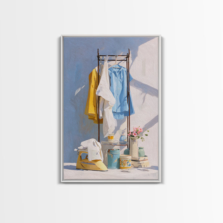 Retro Iron Illustration Canvas Print, Laundry Room Art, Printable Art, Living Room Decor, Fine Art, Clean, Whimsical Art, LRA-2x3-65
