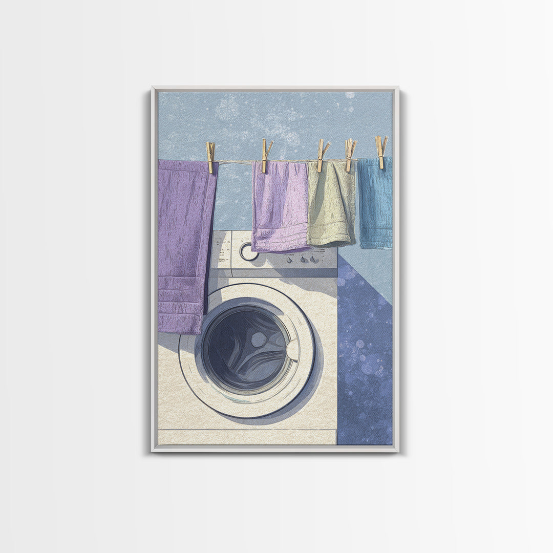 Washing Machine Icon Graphic Without Text Canvas Print, Laundry Room Art, Wall Decor, Living Room Decor, Oil Painting, Clean, LRA-2x3-66