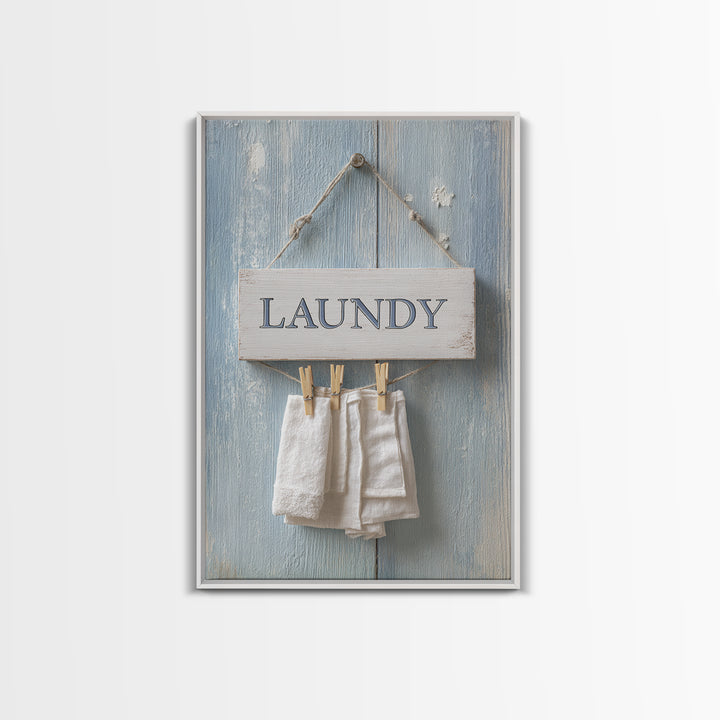 Farmhouse Laundry Sign Ornament Without Words Framed Canvas Print, Laundry Room Art, Artwork, Living Room Decor, Clean, LRA-2x3-75