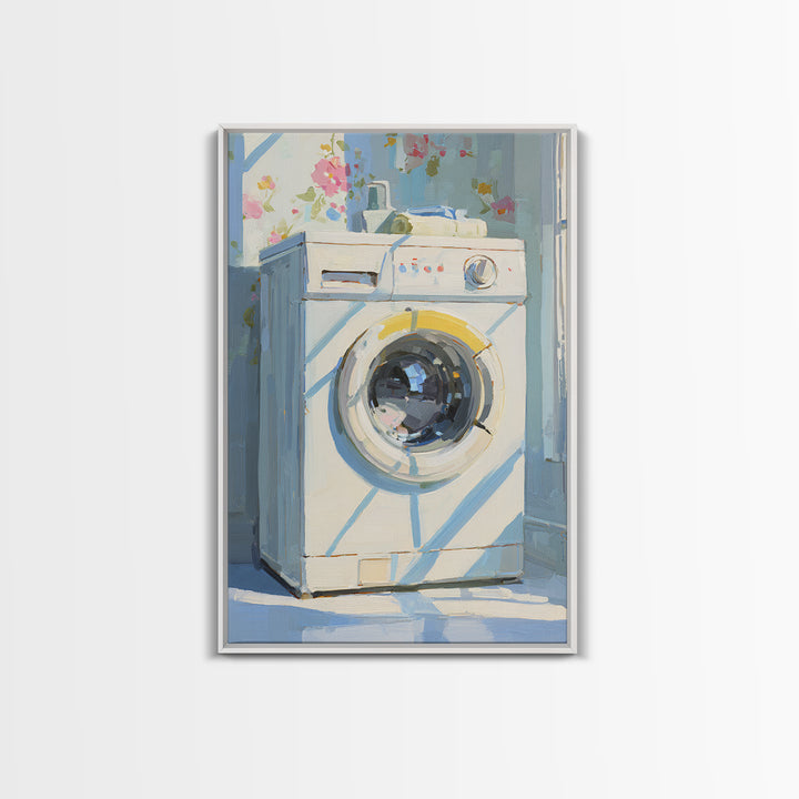 Washing Machine Icon Graphic Without Text Framed Canvas Print, Laundry Room Art, Artwork, Living Room Decor, Fine Art, Clean, LRA-2x3-90