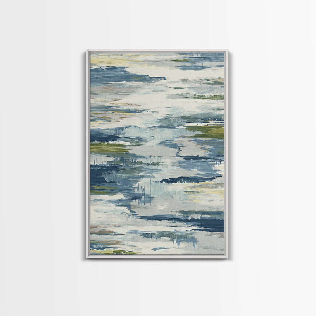 Clean Blue Water Ripple Abstraction Framed Canvas Print, Laundry Room Art, Digital Art, Living Room Decor, Abstract Art, Clean, LRA-2x3-98