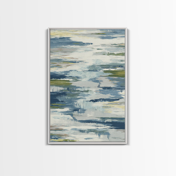 Clean Blue Water Ripple Abstraction Framed Canvas Print, Laundry Room Art, Digital Art, Living Room Decor, Abstract Art, Clean, LRA-2x3-98