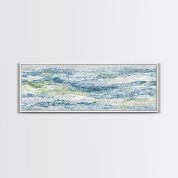 Clean Blue Water Ripple Abstraction Framed Canvas Print, Laundry Room Art, Wall Decor, Living Room Decor, Abstract Art, Clean, LRA-3x1-10