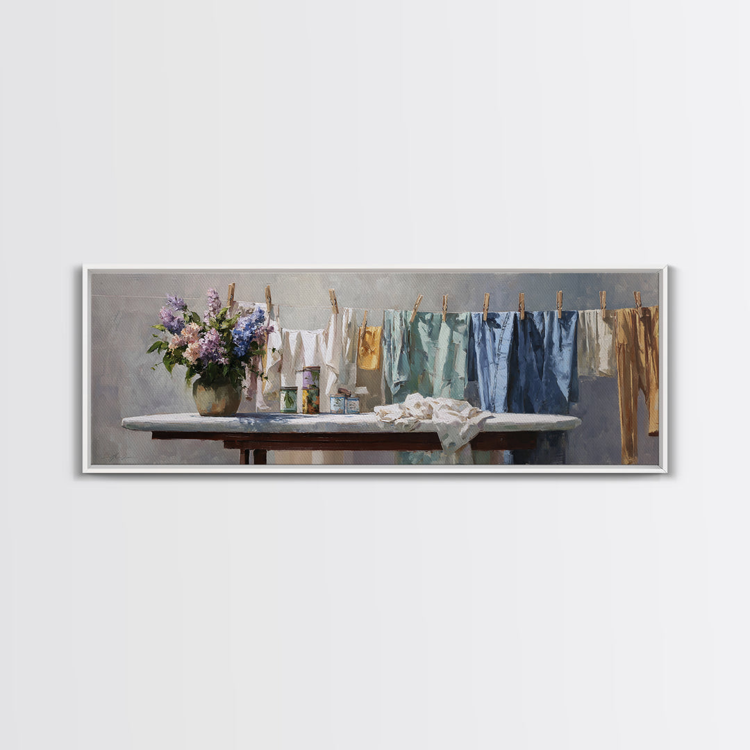 Ironing Board Still Life Canvas Print, Laundry Room Art, Minimalist Wall Art, Living Room Decor, Fine Art, Clean, Neutral Decor, LRA-3x1-16