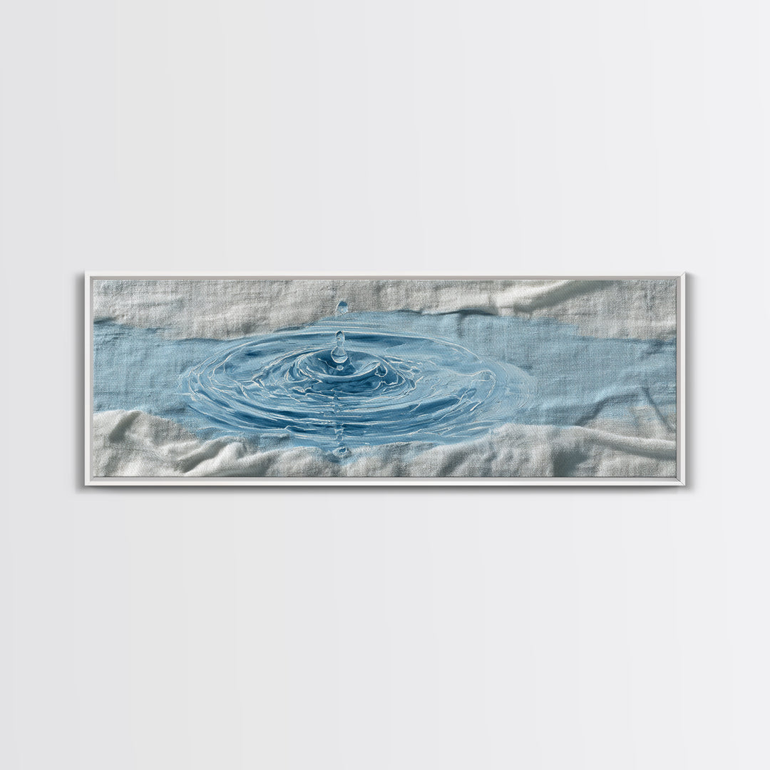 Clean Blue Water Ripple Abstraction Canvas Print, Laundry Room Art, Artwork, Living Room Decor, Clean, Minimalist Wall Art, LRA-3x1-34