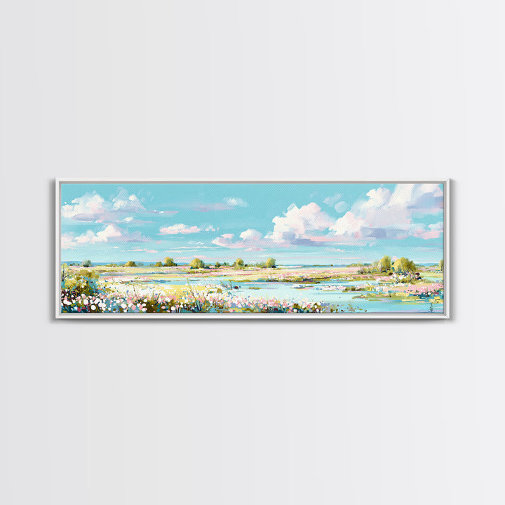 Fresh Air Meadow Landscape for Clean Mood Canvas Print, Laundry Room Art, Fine Art Print, Living Room Decor, Oil Painting, LRA-3x1-39