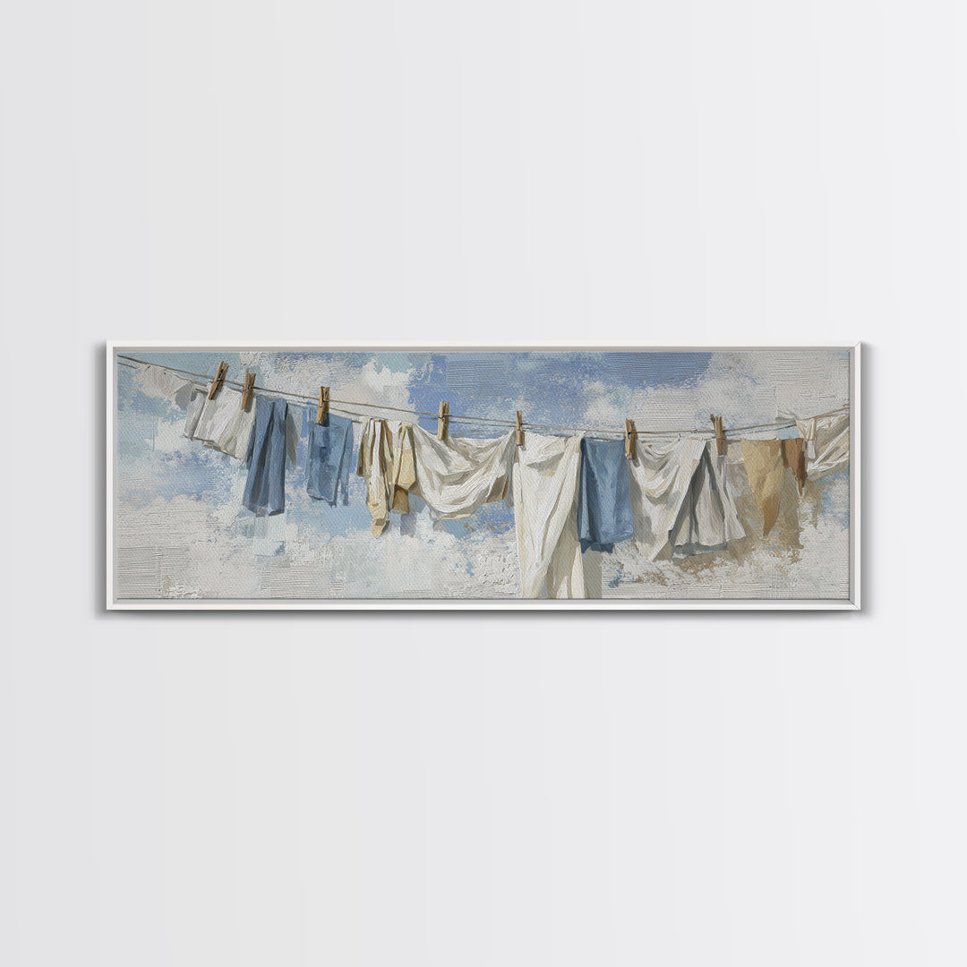 Linen Texture Abstract Canvas Print, Laundry Room Art, Whimsical Art, Living Room Decor, Abstract Art, Clean, Statement Artwork, LRA-3x1-4