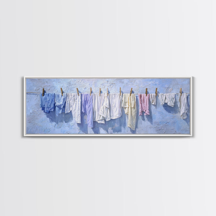 Linen Texture Abstract Framed Canvas Print, Laundry Room Art, Room Decor, Living Room Decor, Fine Art, Clean, Digital Print, LRA-3x1-52
