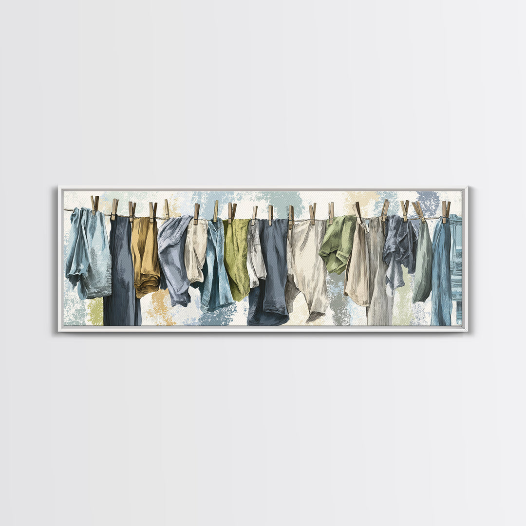Fresh Air Meadow Landscape for Clean Mood Framed Canvas Print, Laundry Room Art, Room Decor, Living Room Decor, Fine Art, Clean, LRA-3x1-63