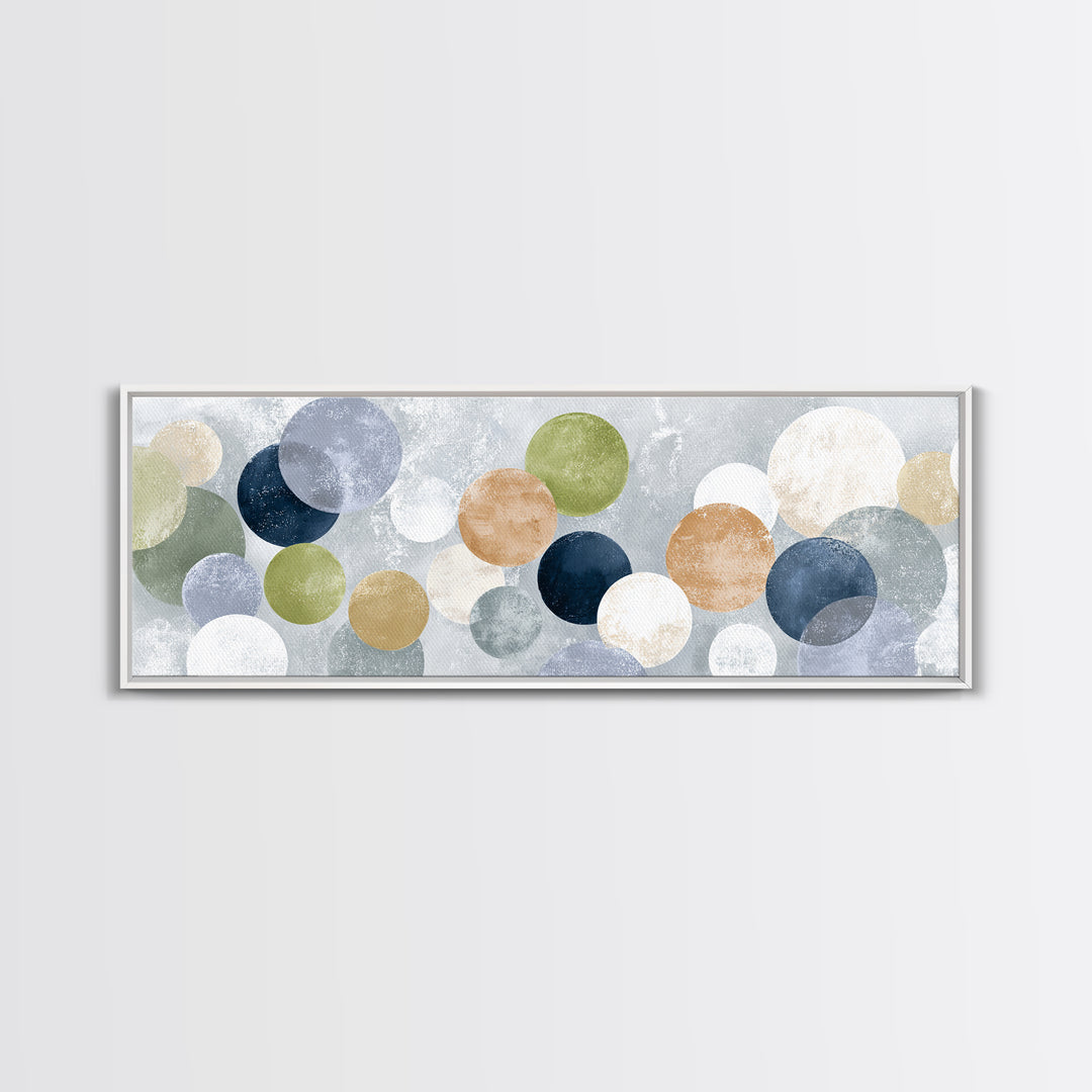 Soap Bubbles Rendered as Playful Abstract Circles Canvas Print, Laundry Room Art, Living Room Decor, Abstract Art, Clean, LRA-3x1-70