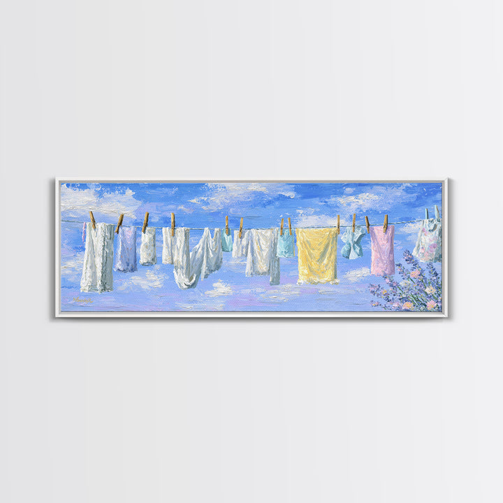 Washing Machine Icon Graphic Without Text Framed Canvas Print, Laundry Room Art, Retro Wall Art, Living Room Decor, LRA-3x1-74