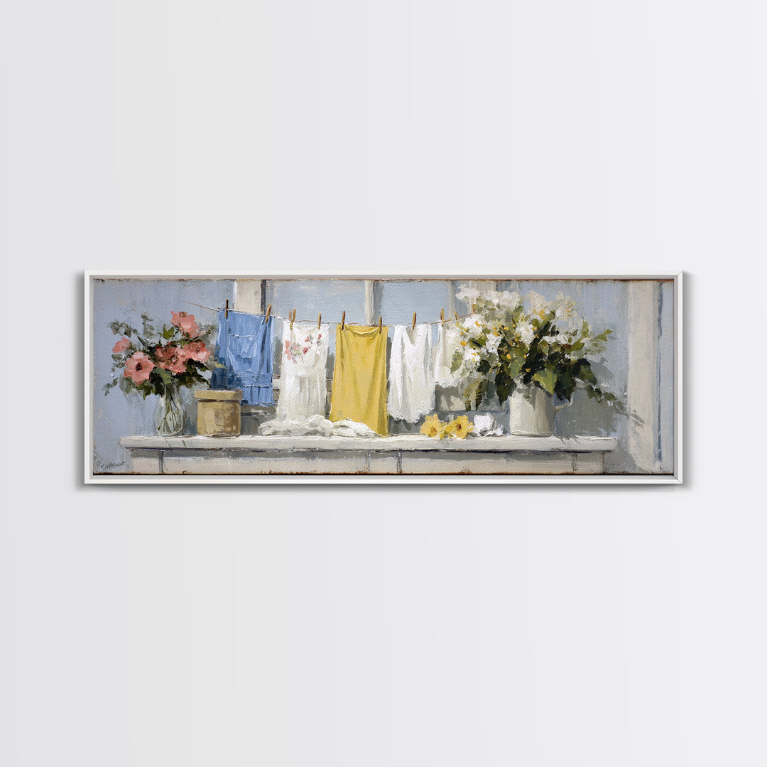 Farmhouse Laundry Sign Ornament Without Words Canvas Print, Laundry Room Art, Digital Wall Art, Living Room Decor, Clean, LRA-3x1-83