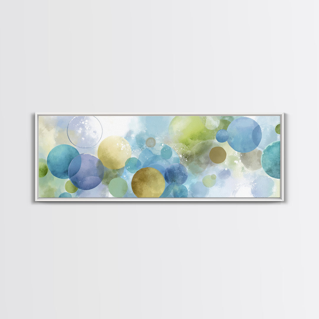 Soap Bubbles Rendered as Playful Abstract Circles Canvas Print, Laundry Room Art, Farmhouse Wall Decor, Living Room Decor, LRA-3x1-94