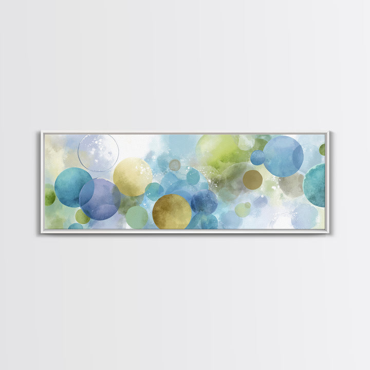 Soap Bubbles Rendered as Playful Abstract Circles Canvas Print, Laundry Room Art, Farmhouse Wall Decor, Living Room Decor, LRA-3x1-94