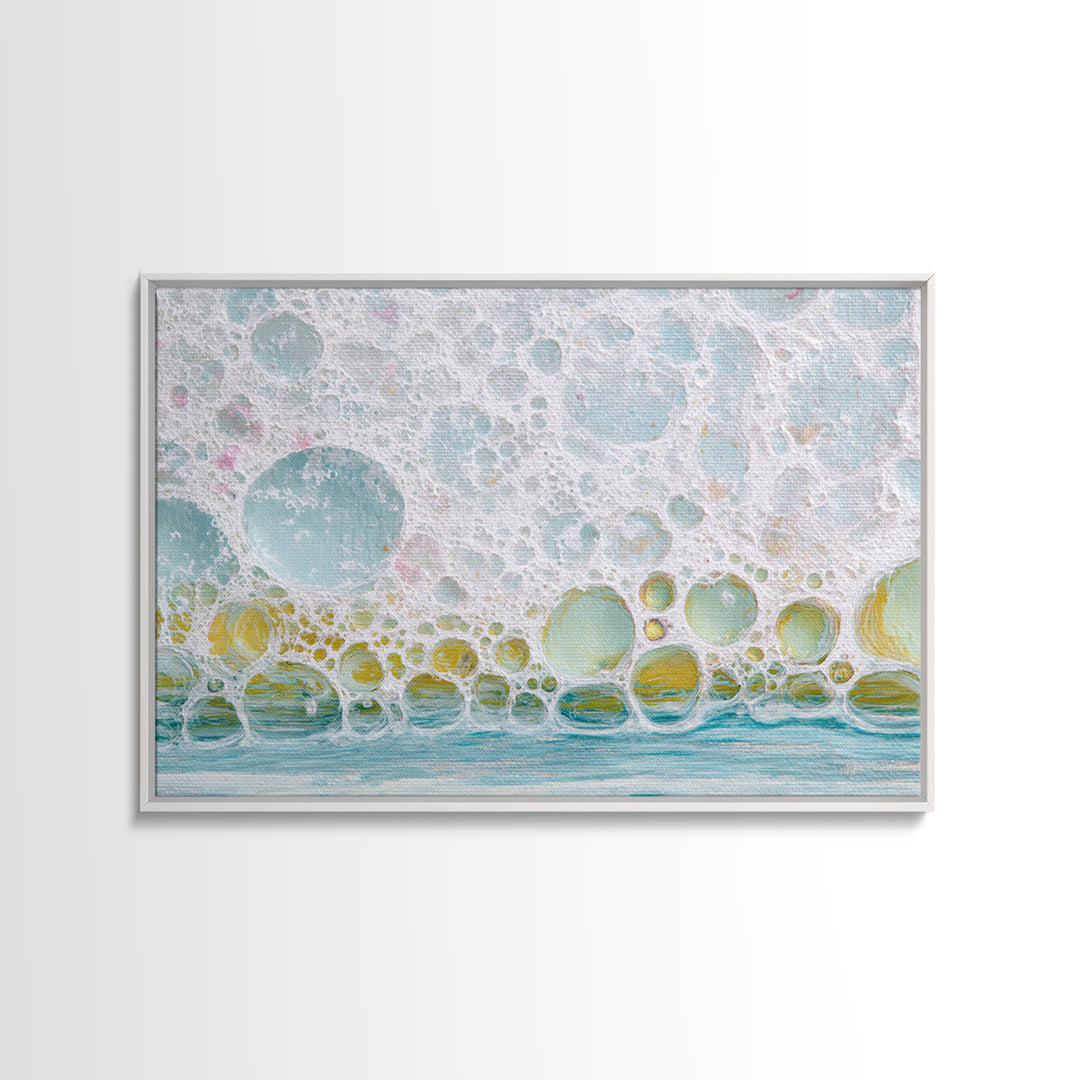 Abstract Suds and Bubbles Framed Canvas Print, Laundry Room Art, Printable Wall Art, Living Room Decor, Abstract Art, Clean, LRA-3x2-2