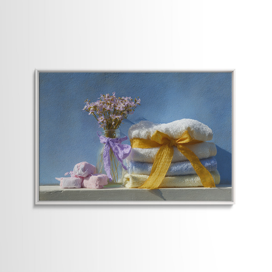 Lavender Sachet and Ribbon Still Life Canvas Print, Laundry Room Art, Farmhouse Wall Decor, Living Room Decor, Fine Art, Clean, LRA-3x2-21