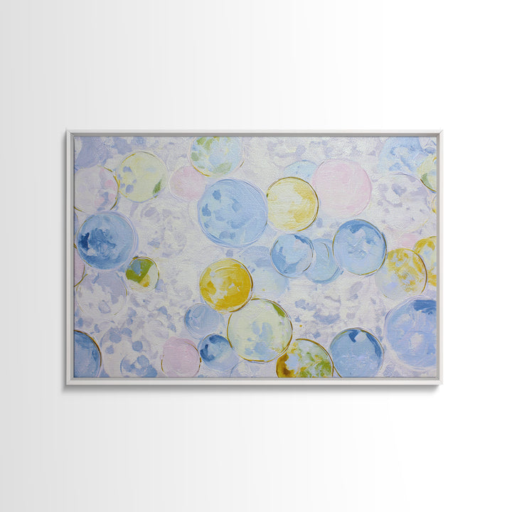 Soap Bubbles Rendered as Playful Abstract Circles Canvas Print, Laundry Room Art, Farmhouse Wall Decor, Living Room Decor, LRA-3x2-34