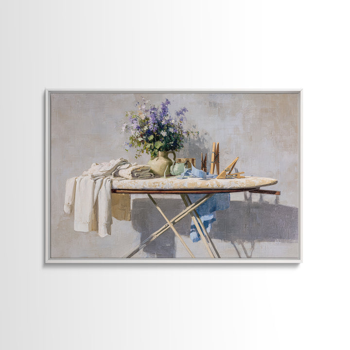 Ironing Board Still Life Canvas Print, Laundry Room Art, Oil Painting, Living Room Decor, Watercolor Art, Clean, LRA-3x2-4