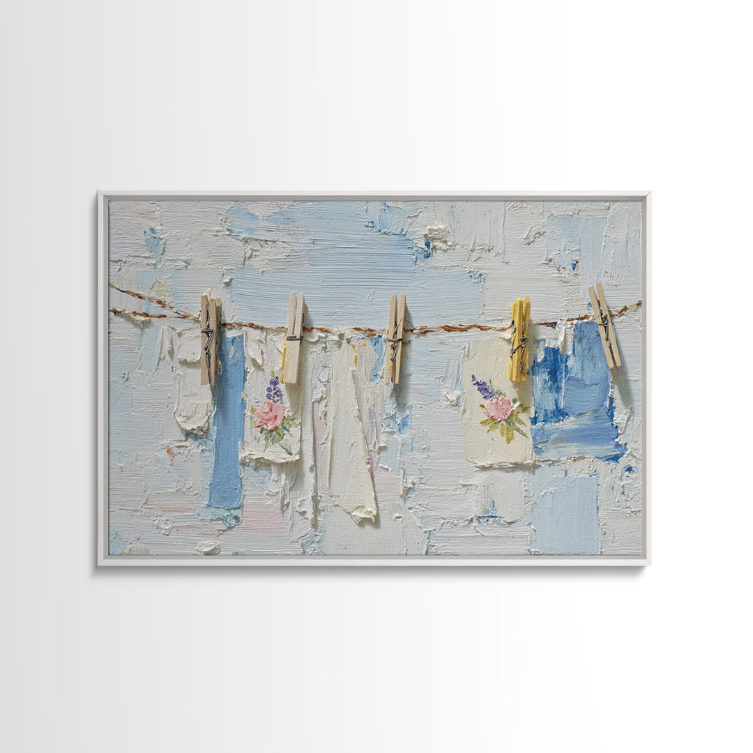Linen Texture Abstract Framed Canvas Print, Laundry Room Art, Minimalist Wall Art, Living Room Decor, Abstract Art, Clean, LRA-3x2-40