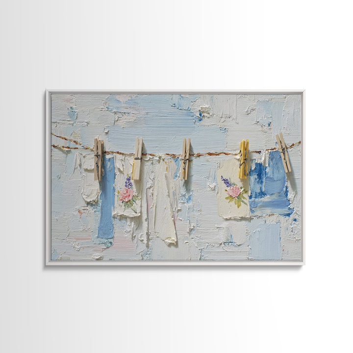 Linen Texture Abstract Framed Canvas Print, Laundry Room Art, Minimalist Wall Art, Living Room Decor, Abstract Art, Clean, LRA-3x2-40