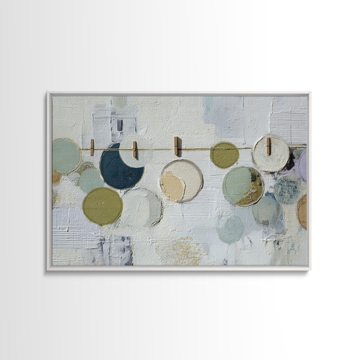 Soap Bubbles Rendered as Playful Abstract Circles Canvas Print, Laundry Room Art, Farmhouse Wall Decor, Living Room Decor, LRA-3x2-58