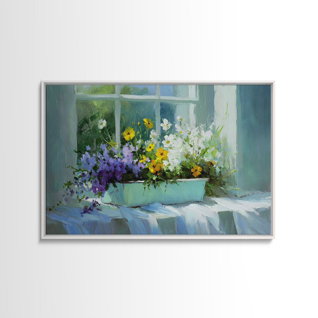 Old Enamel Basin Filled Framed Canvas Print, Laundry Room Art, Funny Poster, Living Room Decor, Clean, Minimalist Decor, LRA-3x2-60