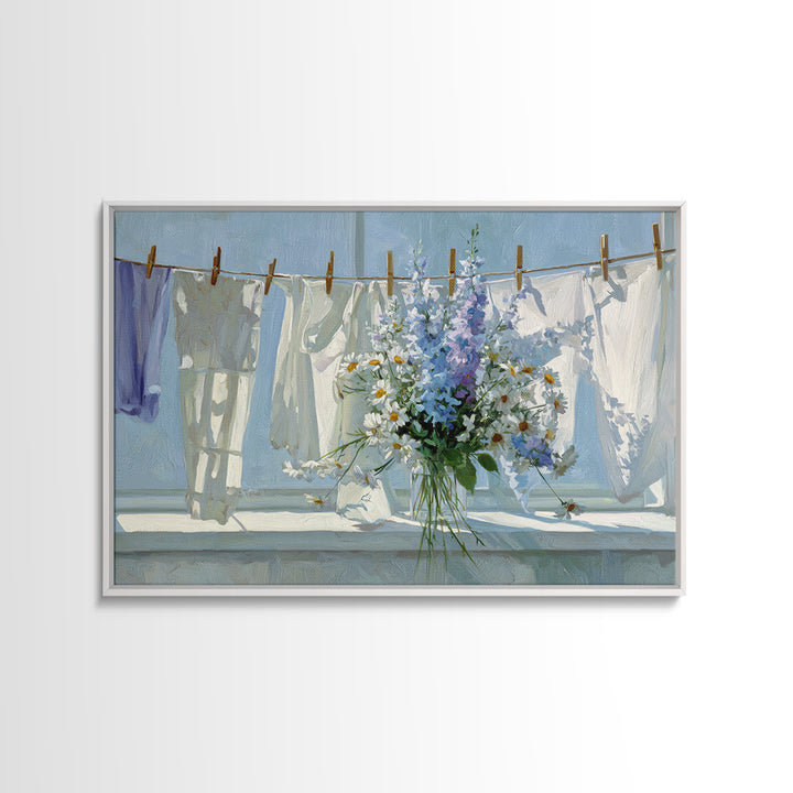 Clothespin Bouquet in Folk Art Style Canvas Print, Laundry Room Art, Modern Decor, Living Room Decor, Fine Art, Clean, LRA-3x2-72