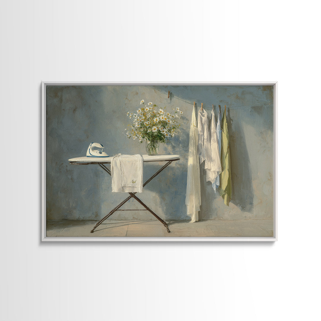 Ironing Board Still Life Canvas Print, Laundry Room Art, Apartment Wall Art, Living Room Decor, Watercolor Art, Clean, LRA-3x2-76