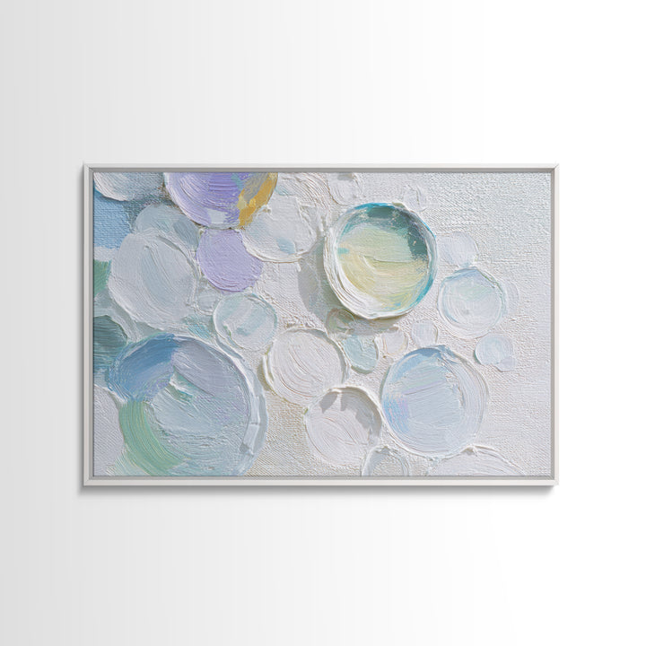 Soap Bubbles Rendered as Playful Abstract Circles Canvas Print, Laundry Room Art, Downloadable Art, Living Room Decor, Clean, LRA-3x2-82